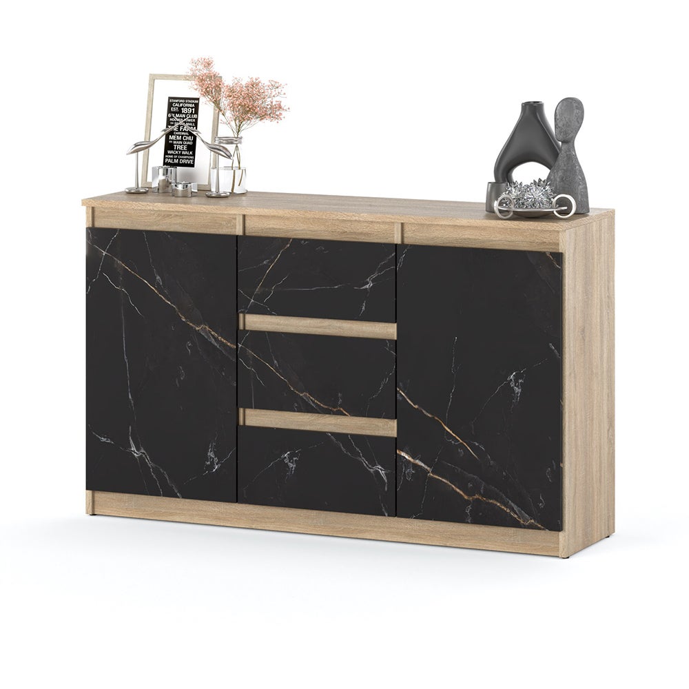 Komoda pojemna 120cm szafka do salonu duża 3 szuflady sonoma san sebastian