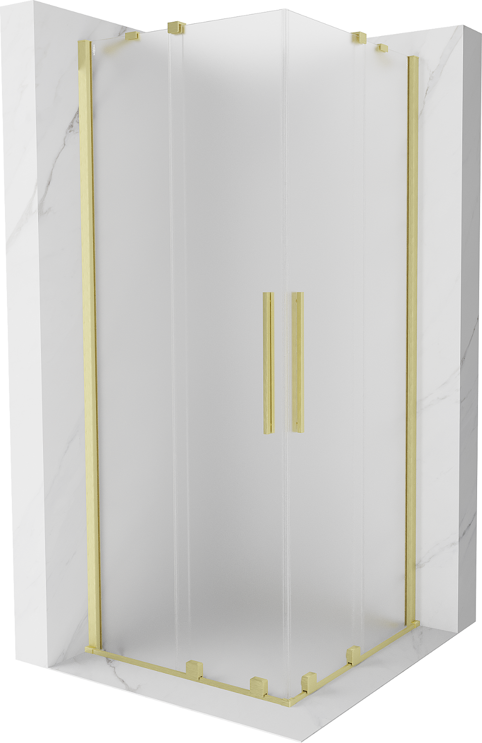 Mexen Velar Duo kabina prysznicowa rozsuwana 100 x 100 cm, szron, złota szczotkowana - 871-100-100-32-55
