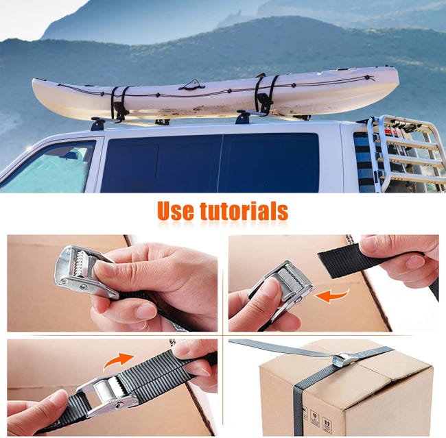 Cinghie Di Ancoraggio Da 50 Cm, 12 Cinghie A Cricchetto Per Il Fissaggio Di Portabici, Portapacchi, Moto, Auto, Trazione Mobile | Leroy Merlin - Foto 11