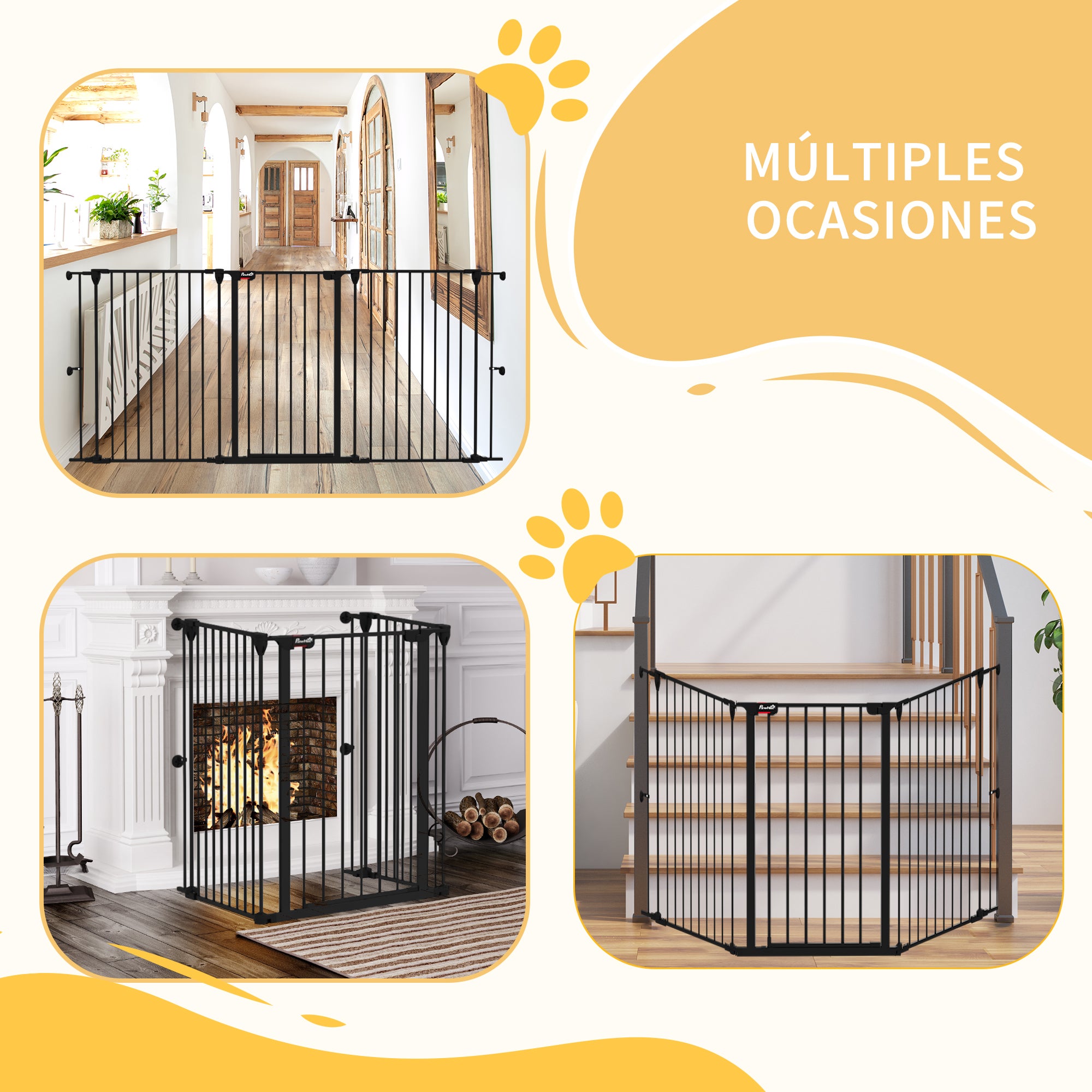 Barreira para Cães PawHut Aço e Plástico Preto 206x90 cm - 4