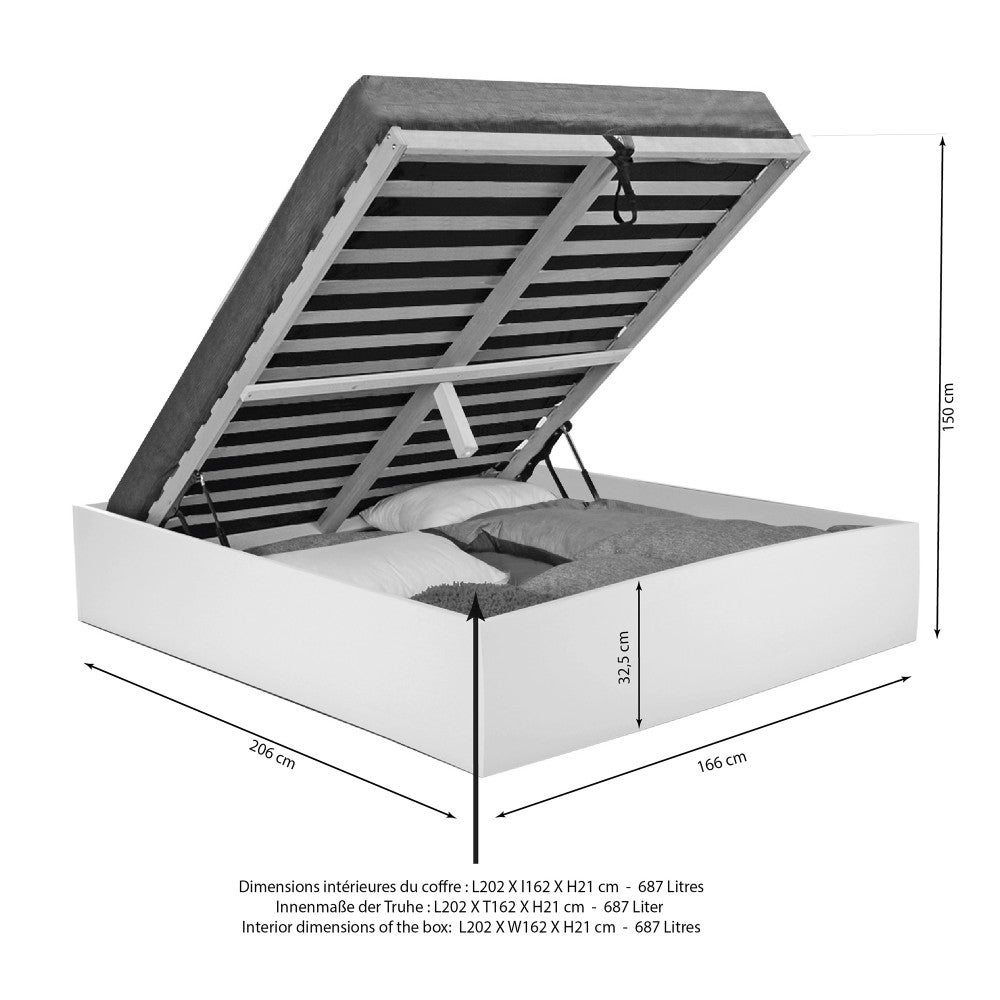Lit coffre BILBAO 160x200 cm + sommier / blanc - 4