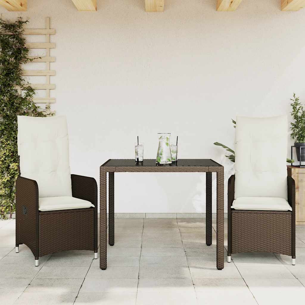 3-cz. zestaw ogrodowych mebli bistro, brązowy, polirattan vidaXL