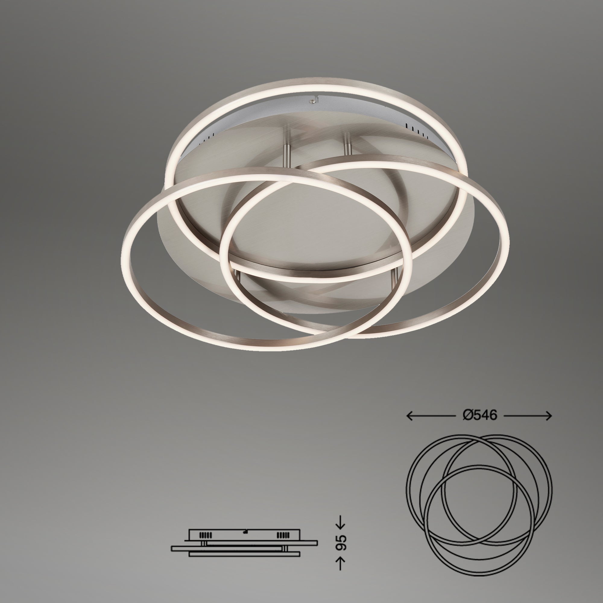 Plafonnier LED BRILONER LEUCHTEN FRAME, 56 W, 4800 lm, IP20, nickel mat, métal-plastique, intensité lumineuse variable, Ø 52,5 cm - 5