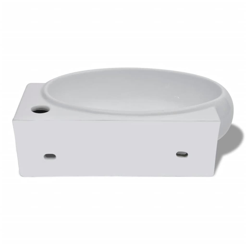 Lavabo bagno in ceramica 41 x 28 cm con foro troppopieno bianco 02_0002492 - 5