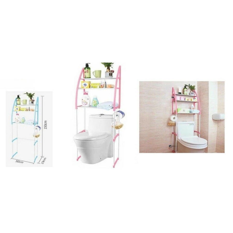 SEAFRONT Scaffale Sopra WC - Ripiano Salvaspazio Con Ganci - Acciaio Verniciato, Facile Montaggio