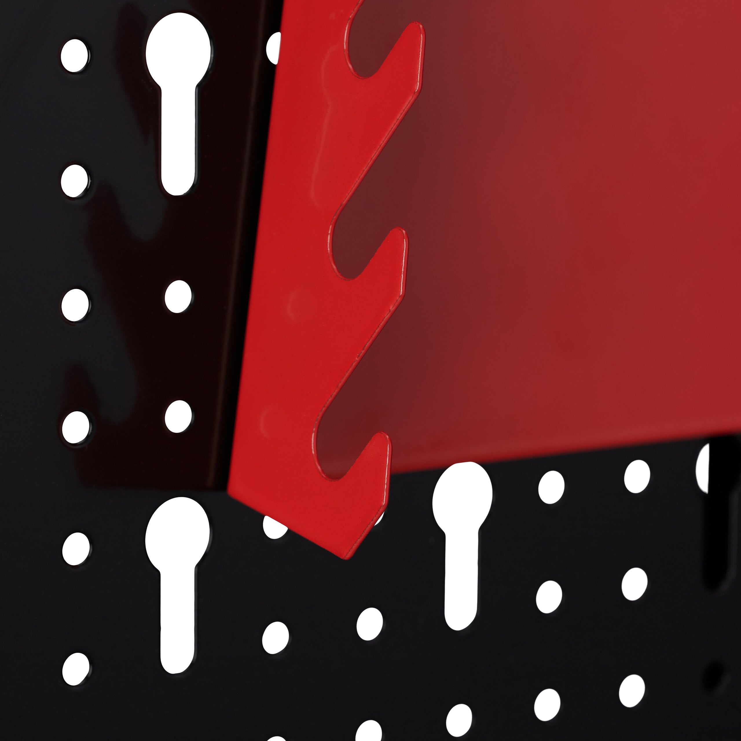 Panneau perforé en métal, 25 pièces, montage mural, H x L x P : 60 x 118 x 2 cm, noir et rouge, Relaxdays - 7