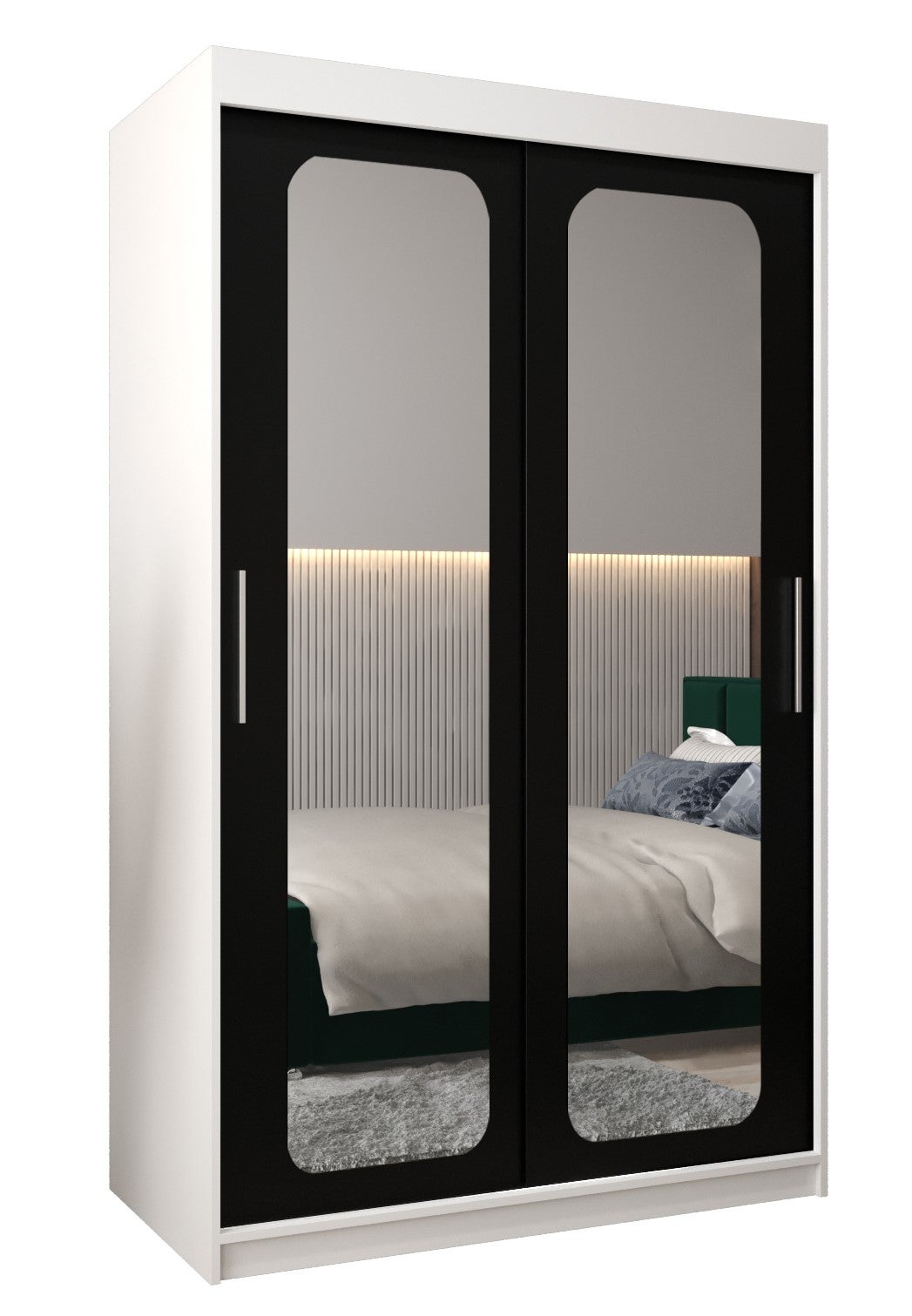 Szafa przesuwna garderoba PROMO T3 120 x 62 x 200 cm Biały + Czarny - Abiks Meble