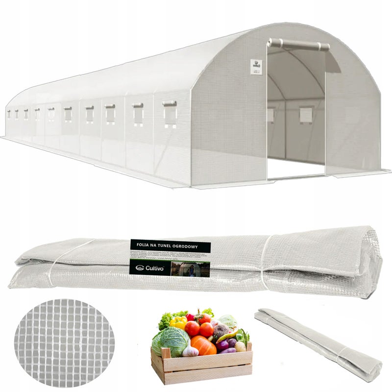 Folia Cultivo Poszycie Na Tunel Ogrodowy Szklarnia 4x10x2 Bialy Podwójne Drzwi Uv 1 szt