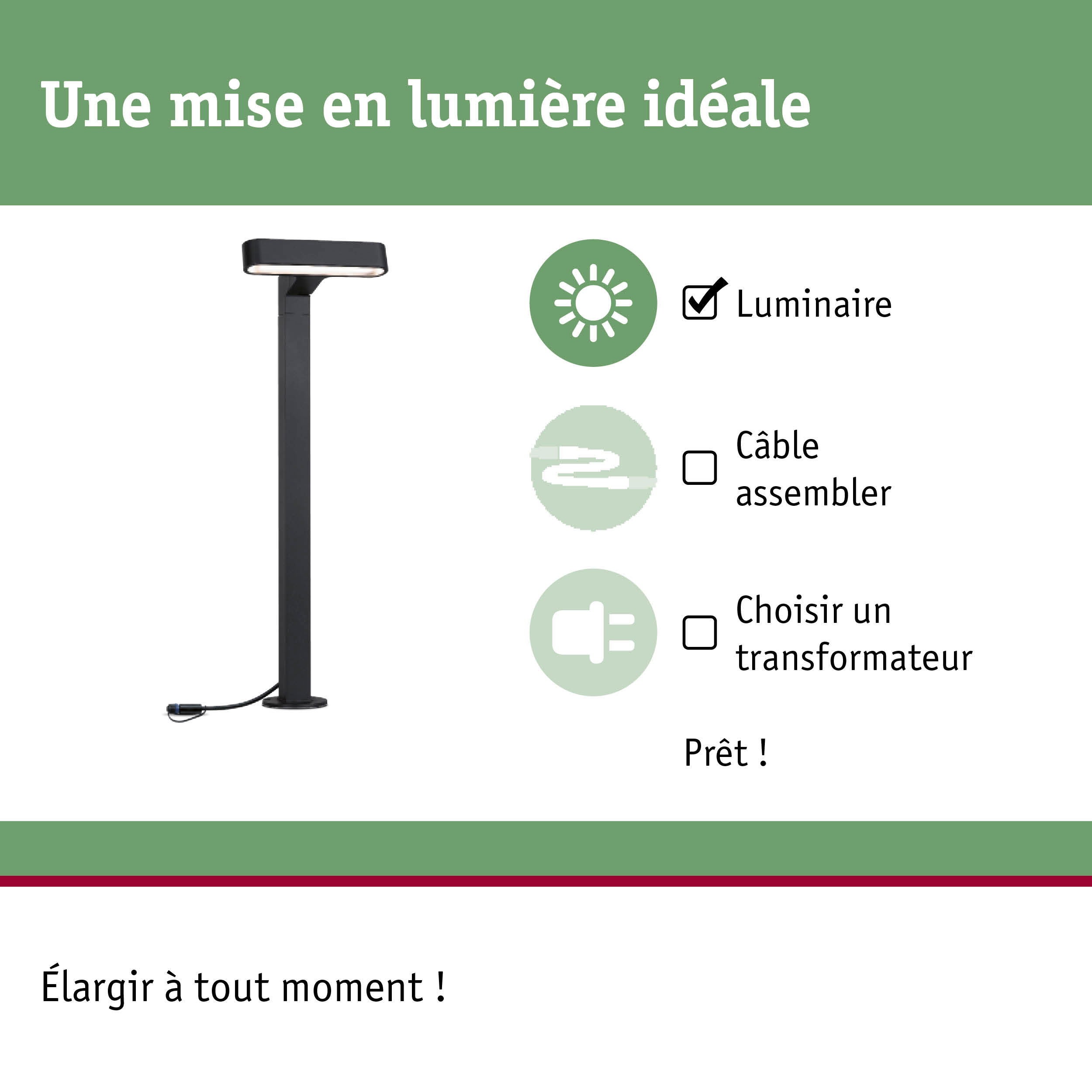 Plug & Shine Borne lumineuse LED Ito Luminaire individuel Orientation horizontale IP65 3000K 6W Anthracite - 5