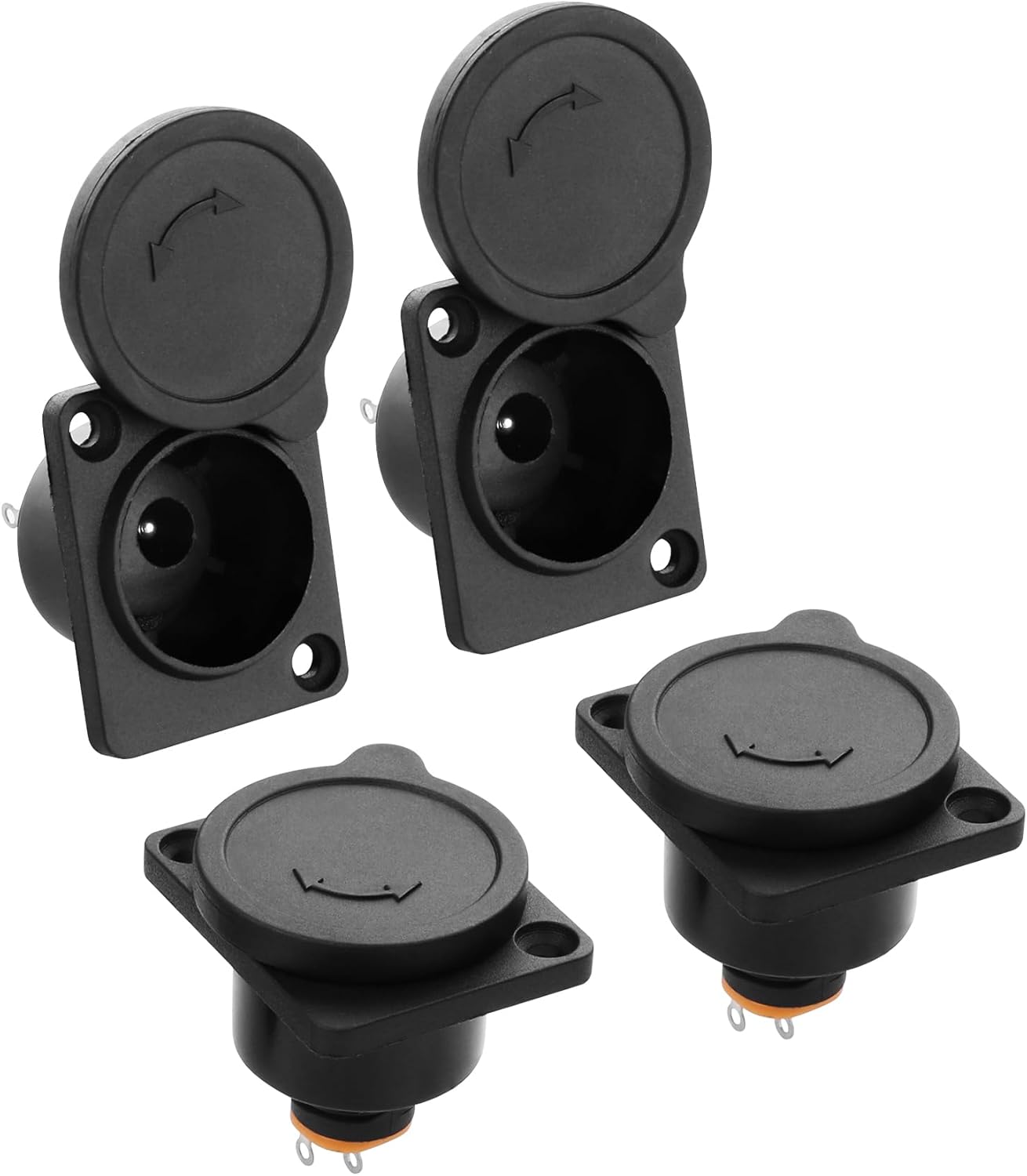 Gniazdo zasilania DC 5.5x2.1mm, złącze żeńskie 12V 3A DC do montażu panelowego z wodoszczelną nakładką do montażu panelowego (4 sztuki)
