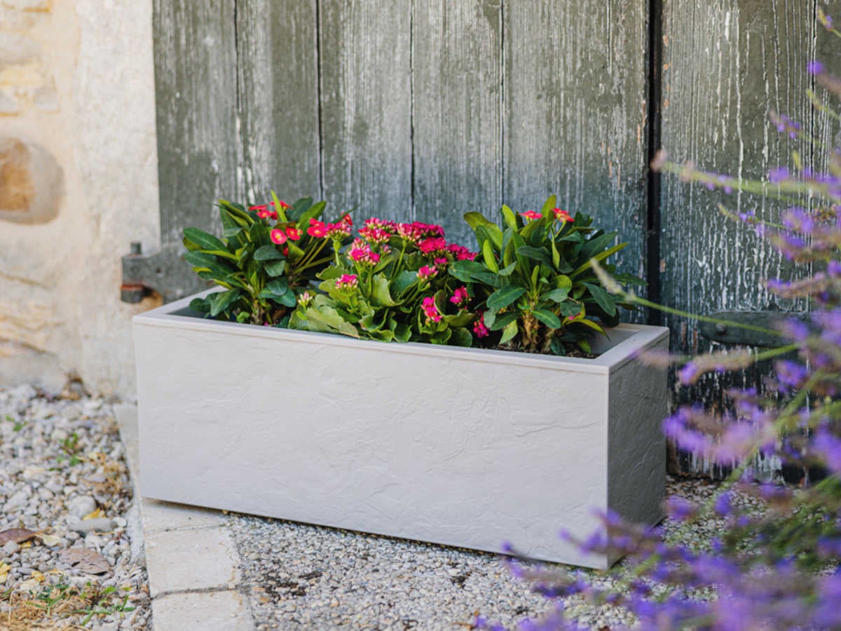 Balconnière rectangulaire Volcania Up effet pierre 25 L - Beige calcaire- Eda - 3