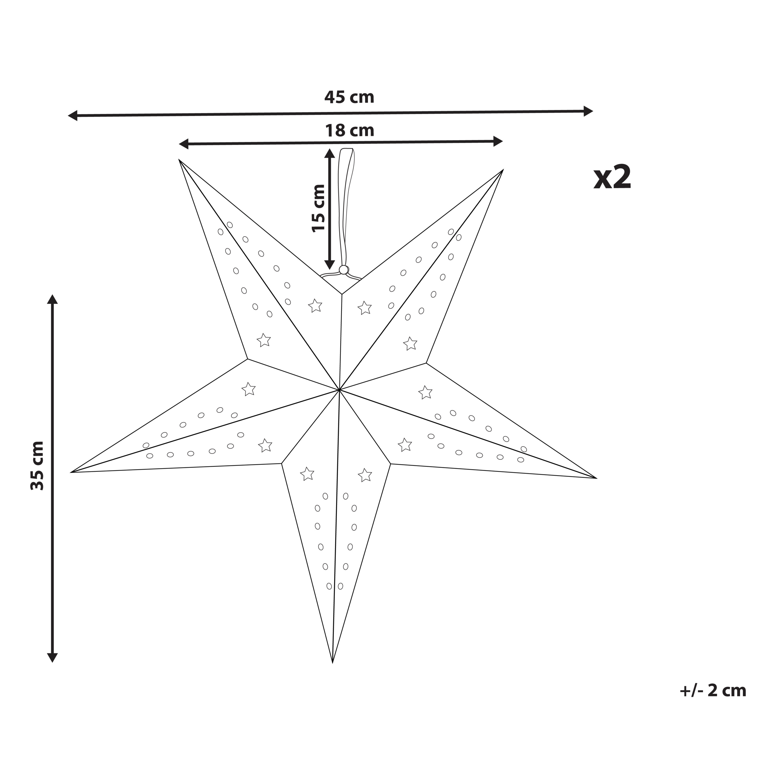 Set di 2 decorazioni da appendere stella MOTTI Carta 45 cm Verde smeraldo - 3
