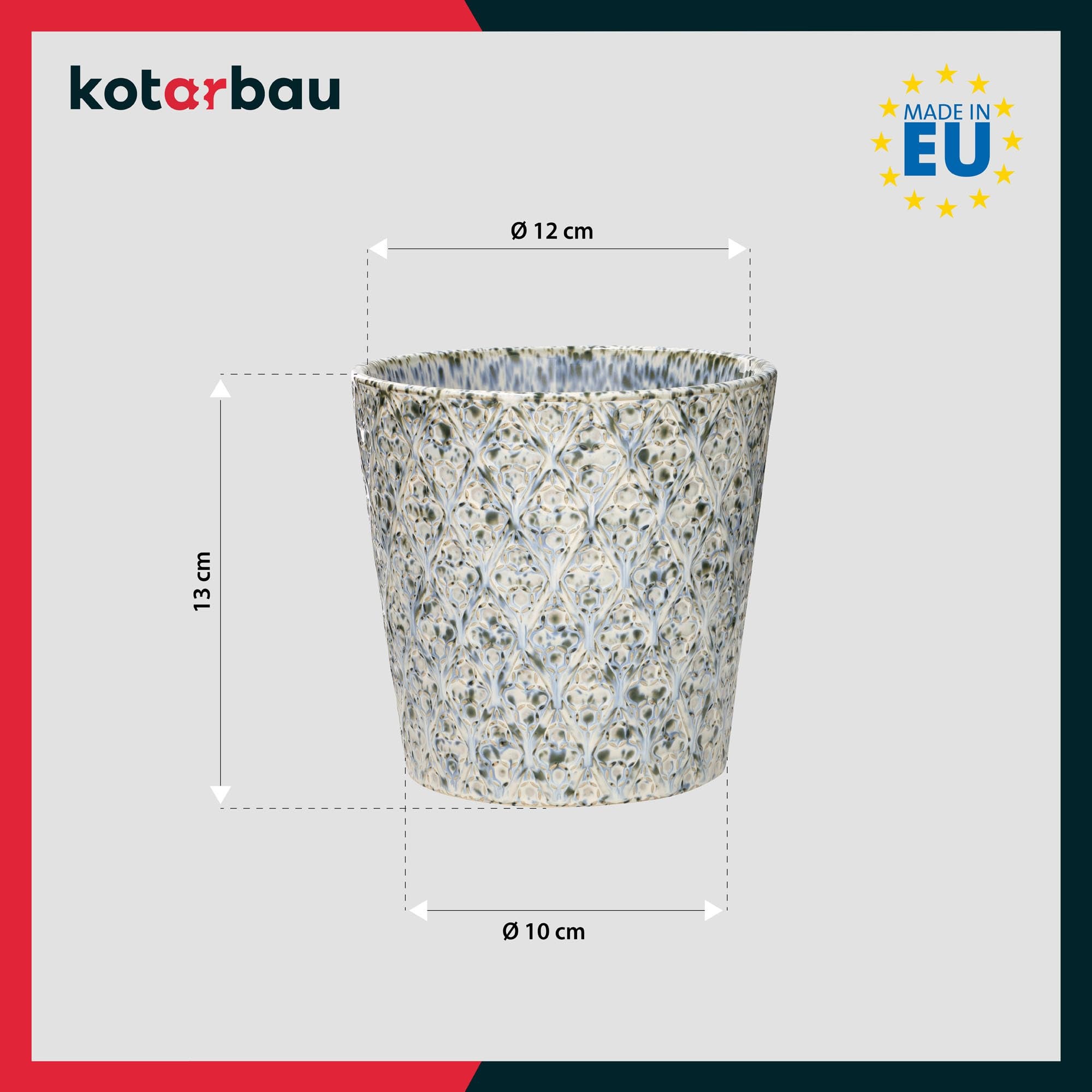 Donica 12cm doniczka osłonka trapezowa ceramika szkliwiona na kwiaty domowa - KOTARBAU - 3