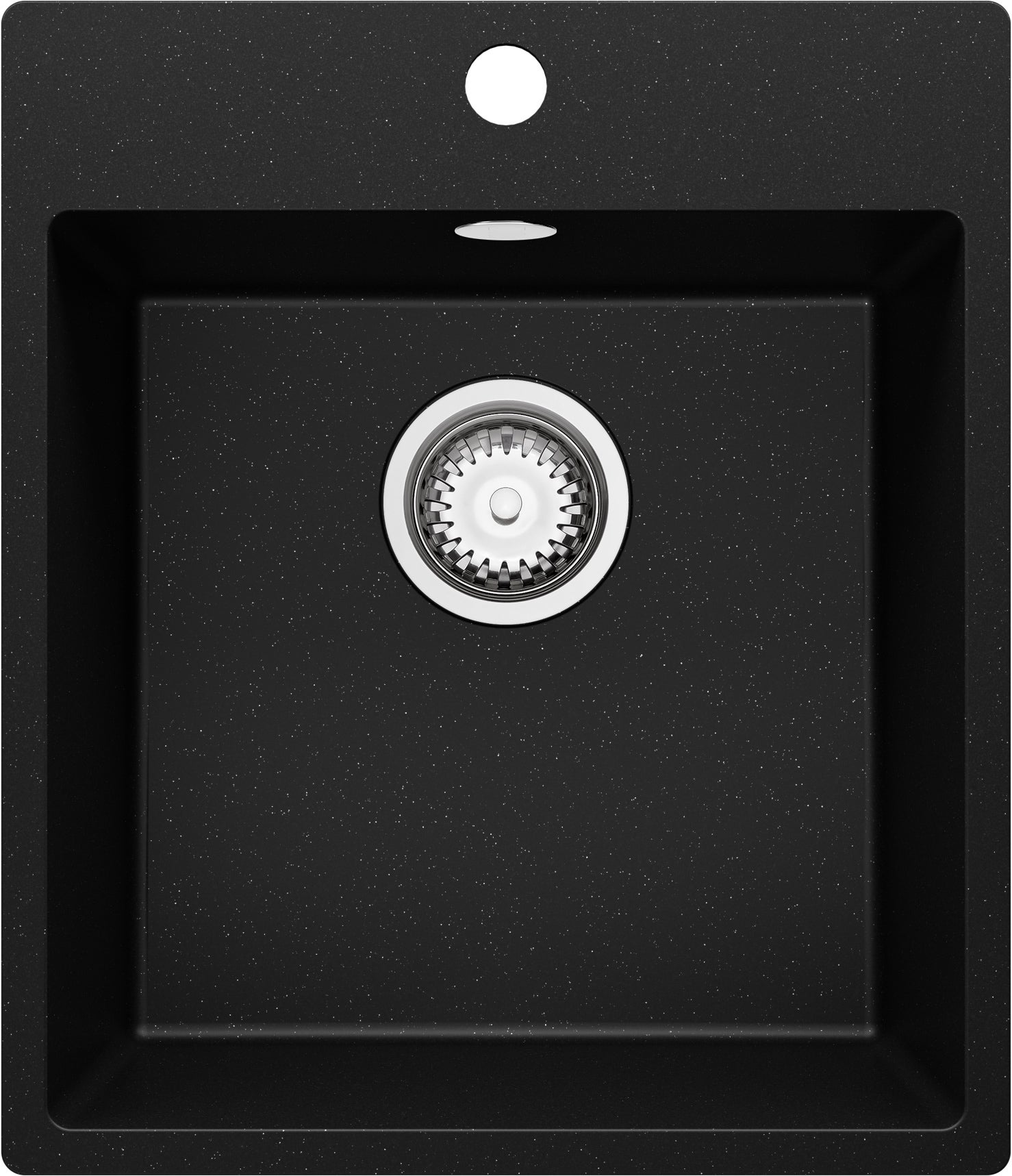 Fregadero cocina negro metallic 43x50cm, granito 1 seno + sifón, sobre encimera al mueble 45cm - riga primagran