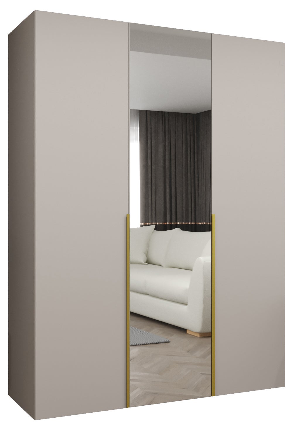Szafa uchylna otwierana Alicante 2 150 x 52 x 202 cm kaszmir + u. złoty Abiks Meble