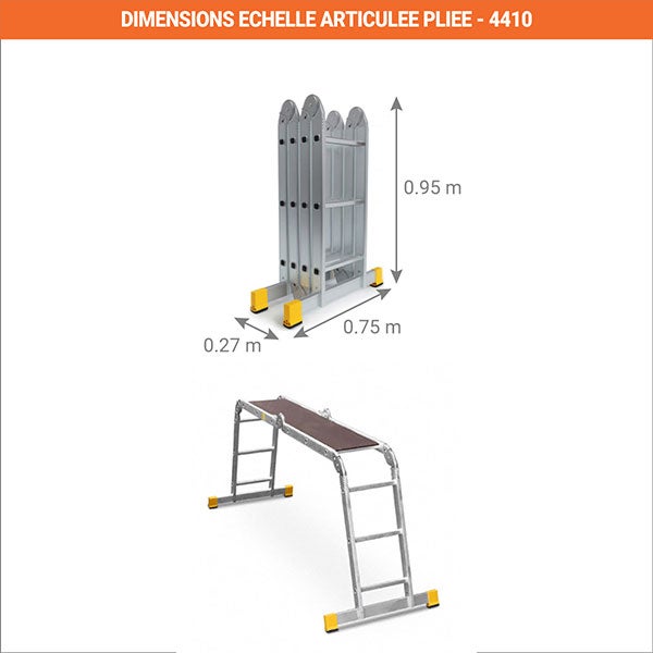 Echelle articulée avec plateau : longueur d'échelle 3.29m - 4410/P - 4