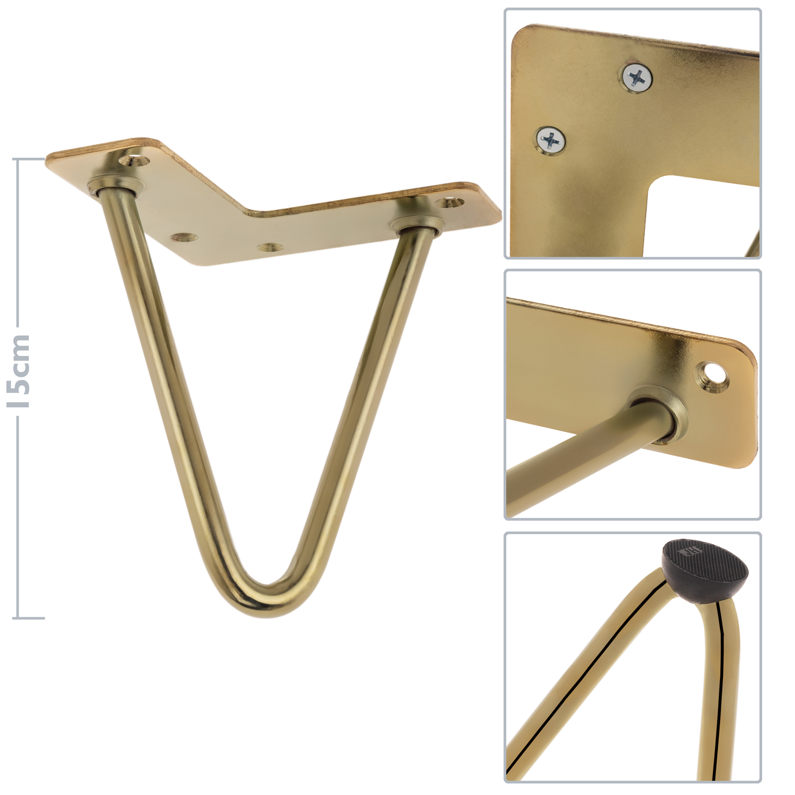 Gambe Da Tavolo In Metallo 60x72 Cm, Colore Oro - Perfette Per Fai Da Te, Scrivanie E Tavoli Da Pranzo
