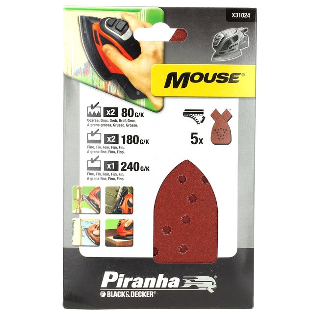 Abrasifs mouse assortis par 5 - ponceuse black & decker