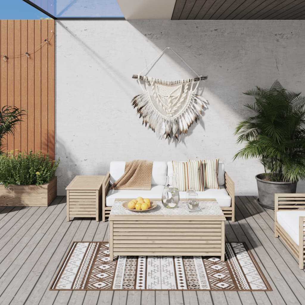 Vidaxl alfombra de exterior gris y blanca reversible 80x150 cm