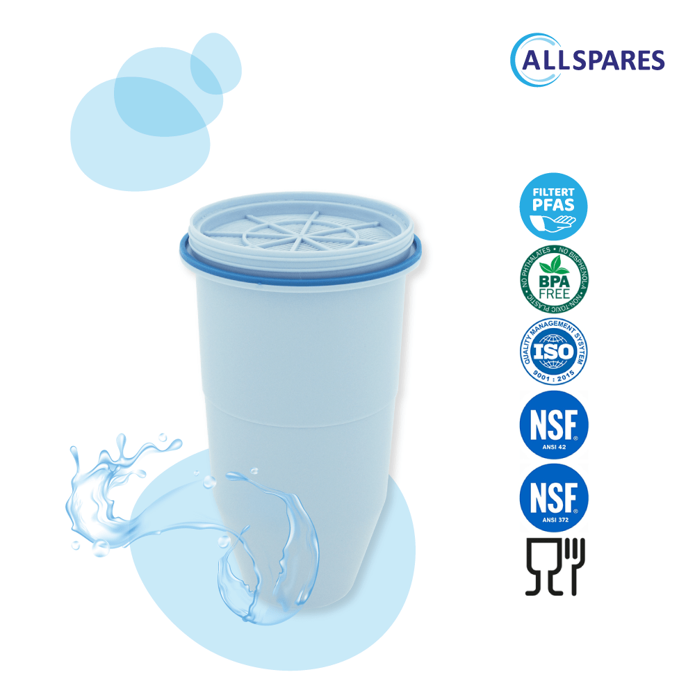 Zero Bar Filtri Per Acqua AQUA CREST - Compatibili Con Brocche ZeroWater® ZR -017, 6 Stadi Di Filtrazione, Pack Da 6, Colore Blu Filtro Brocca Acqua Cloro AQK-CF23B - Foto 2