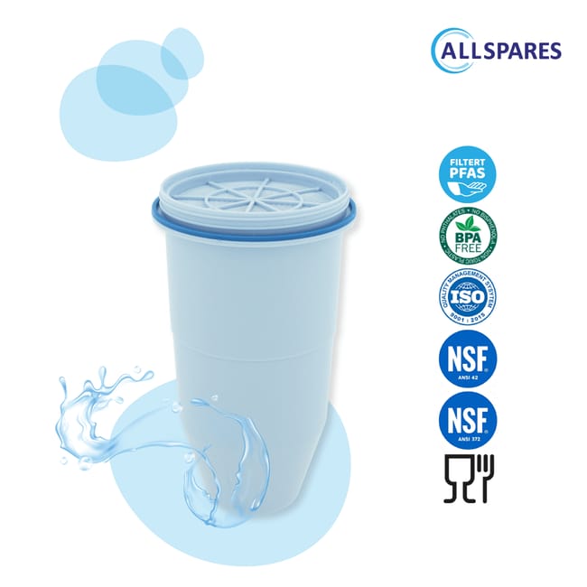 Zero Bar Filtri Per Acqua AQUA CREST - Compatibili Con Brocche ZeroWater® ZR -017, 6 Stadi Di Filtrazione, Pack Da 6, Colore Blu Filtro Brocca Acqua Cloro AQK-CF23B - Foto 2