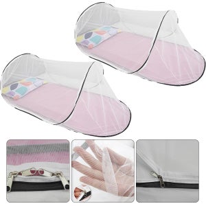 Zanzariera Per Letto Matrimoniale Con 4 Pali Angolari - 210x240x190 Cm, Bianca, In Poliestere Traspirante, Per Casa, Campeggio E Viaggi