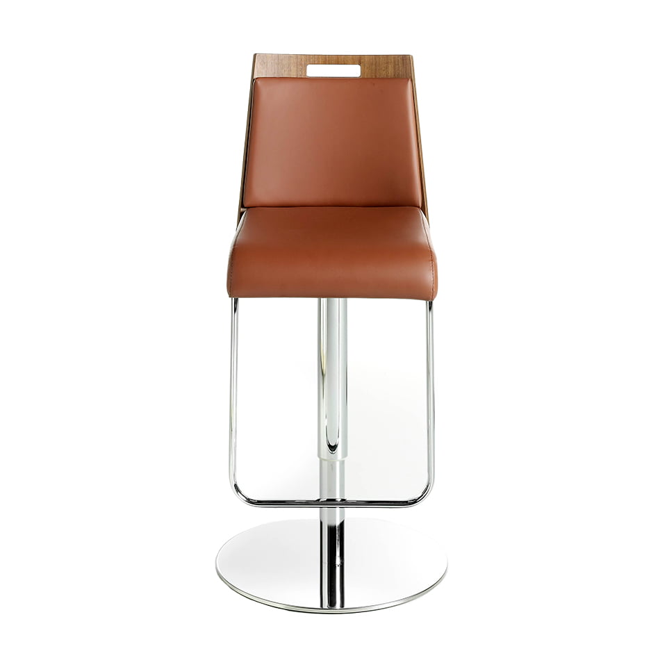 ANGEL CERDA Tabouret pivotant en similicuir marron et noyer - 7