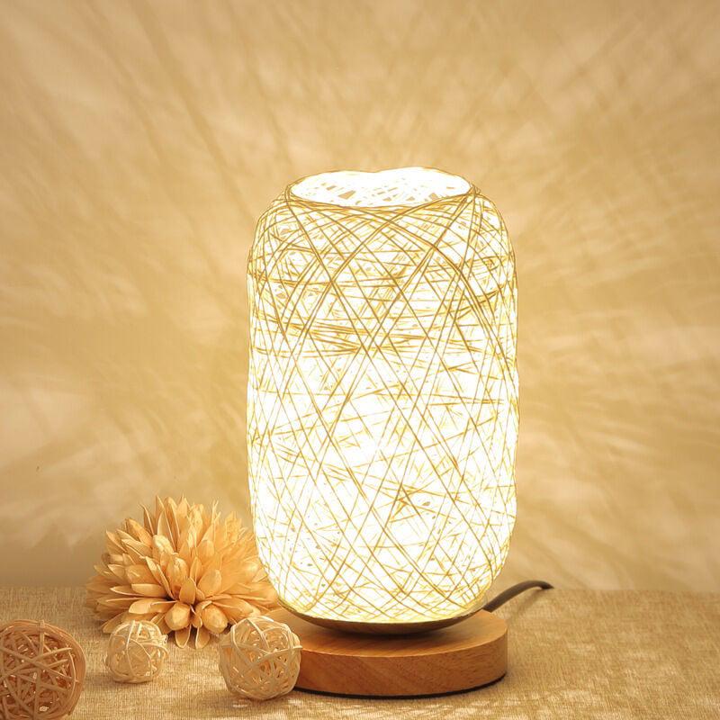 Nowoczesna lampka nocna bambusa rattanu lampa stołowa drewnianą podstawą kreatywna nowoczesna dekoracja personalizowana lampa możliwością ściemniania