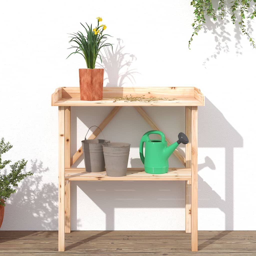 Table à plantes avec étagère en bois de sapin massif 78x38x82,5 cm - COMFORTXL - 3