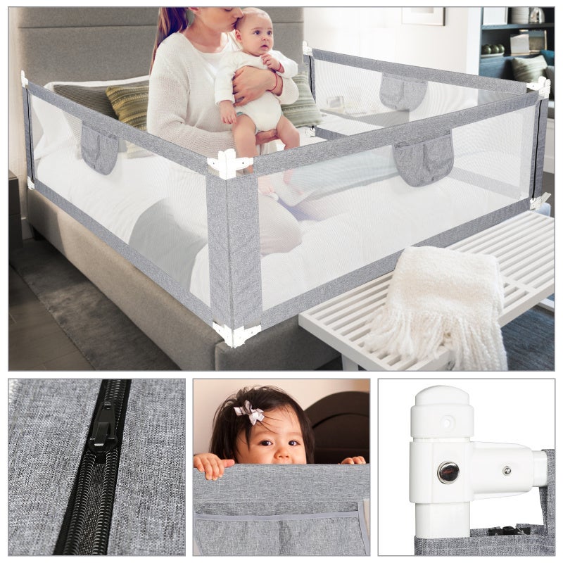 Trilho de cama extra largo de 180 cm, acessório de proteção para cama de criança para meninos e meninas - 5