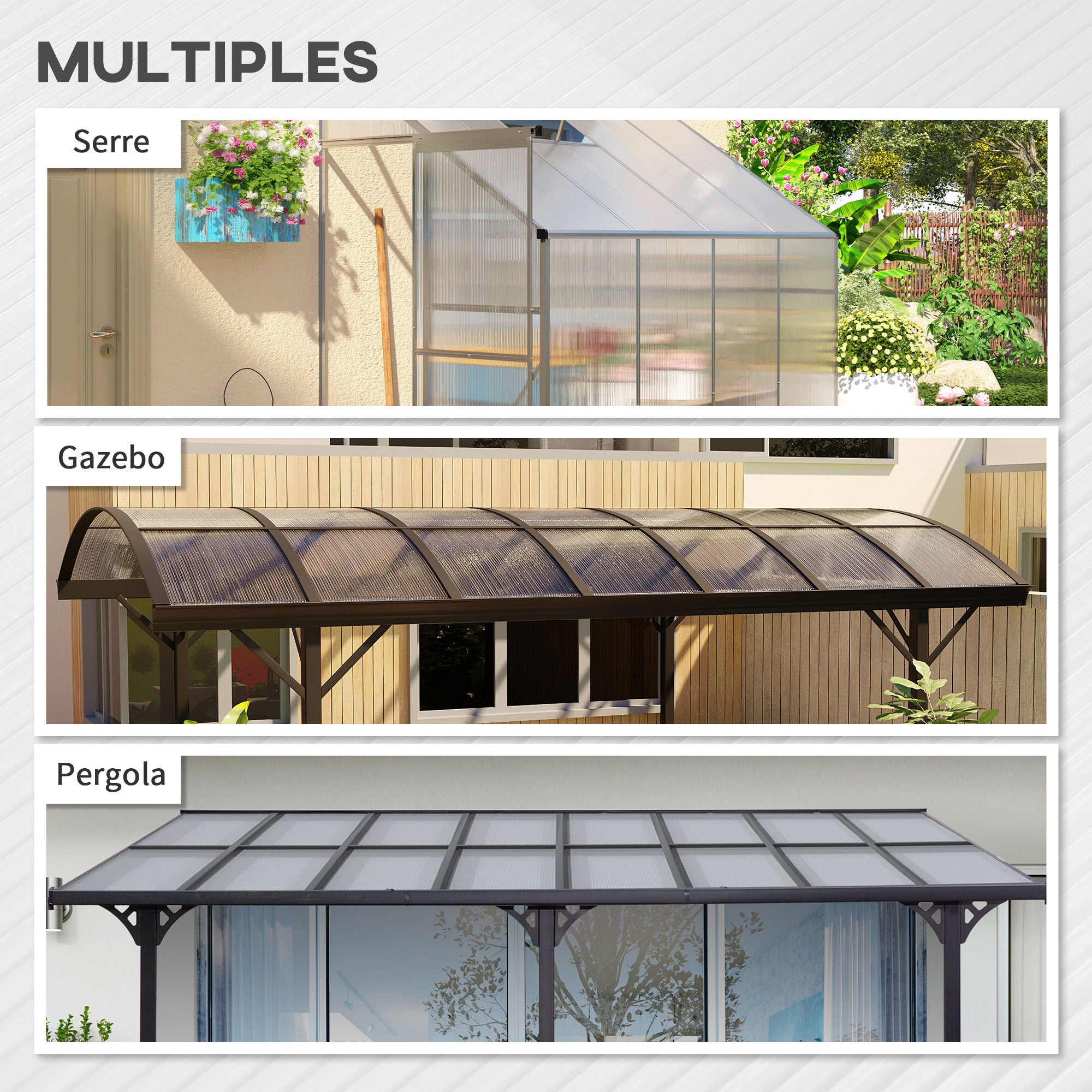 Outsunny - Panneaux de polycarbonate alvéolaire - Polycarbonate - 121x61x0.4cm - Transparent - 6