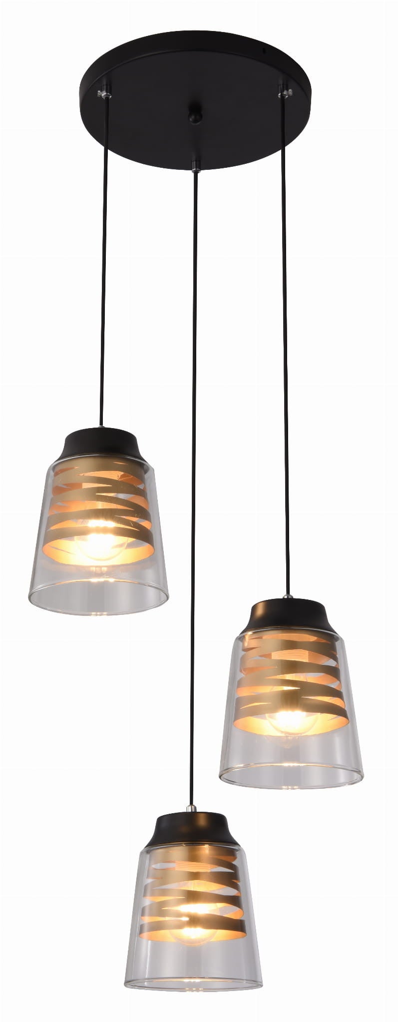 Lampa wisząca Fresno czarno-przezroczysta 3xE27x60W wym: 120 x 40 x 40 cm szkło Candellux