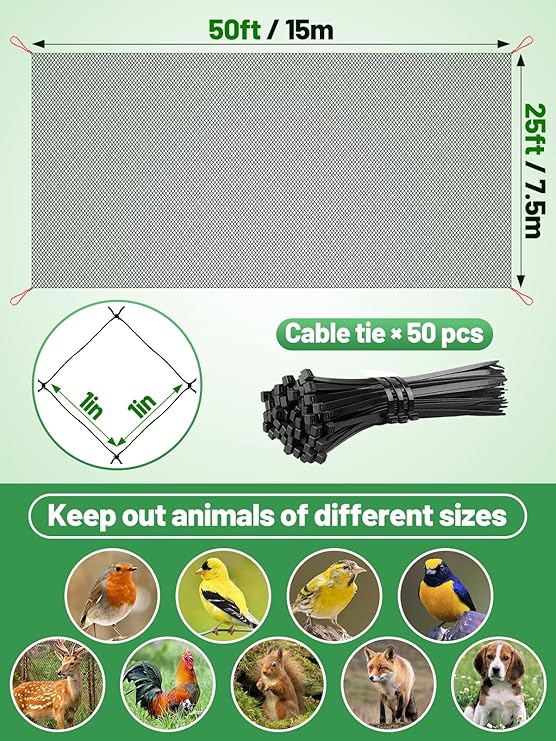 Filet Anti Oiseaux, 7.5m X 15m Filet Oiseaux, Filet Protection Oiseaux Filet Arbre Fruitier Filet Oiseaux Noir Protegez Arbres Fruitiers Et Les Legume Des Dommages Causes 92443692