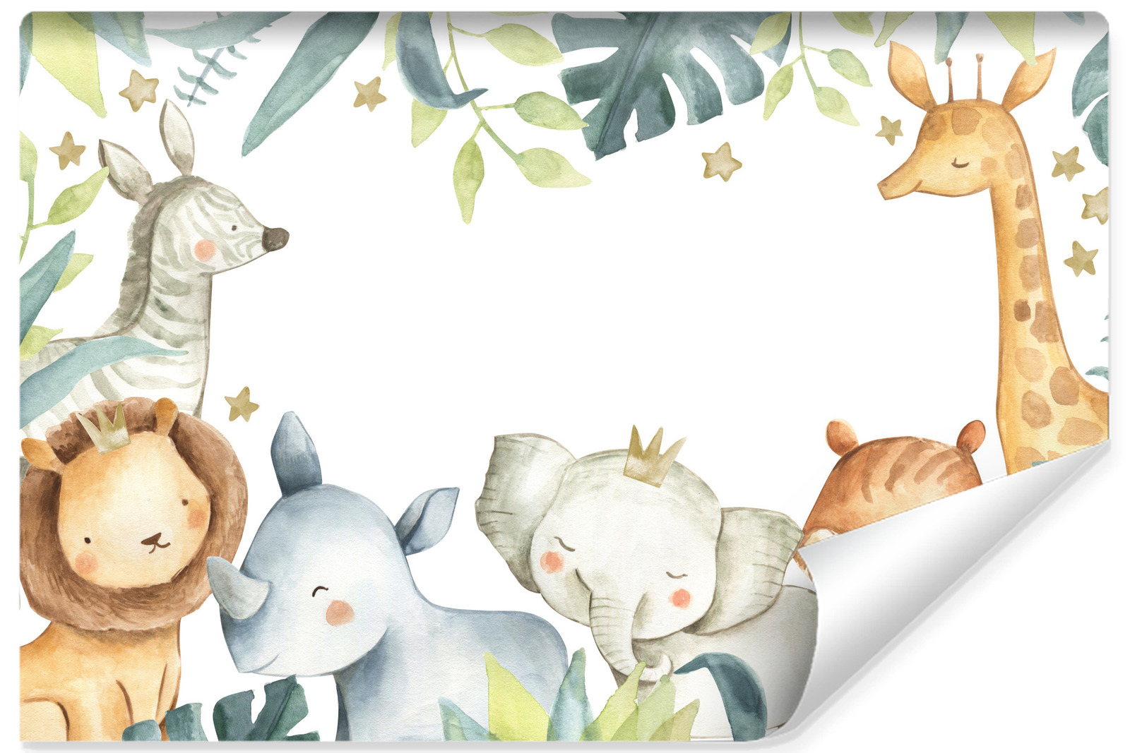Vilene papel pintado con foto para habitación infantil animales hojas estrellas 368cm x 254cm
