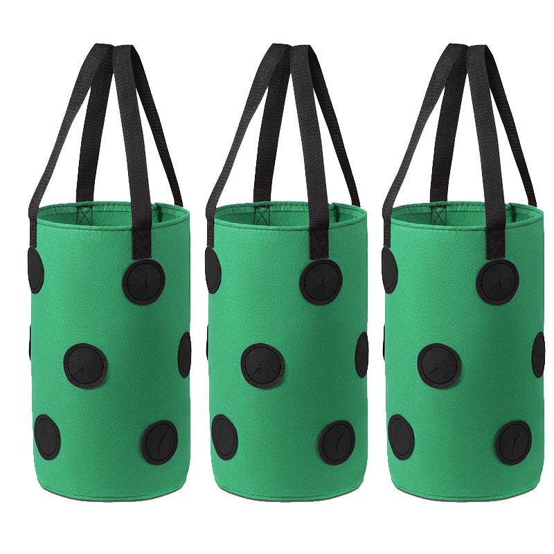 Wisząca torba do uprawy truskawek, wiszący kosz na rośliny z 12 otworami, torba do uprawy roślin (zielone kropki z czarnym)