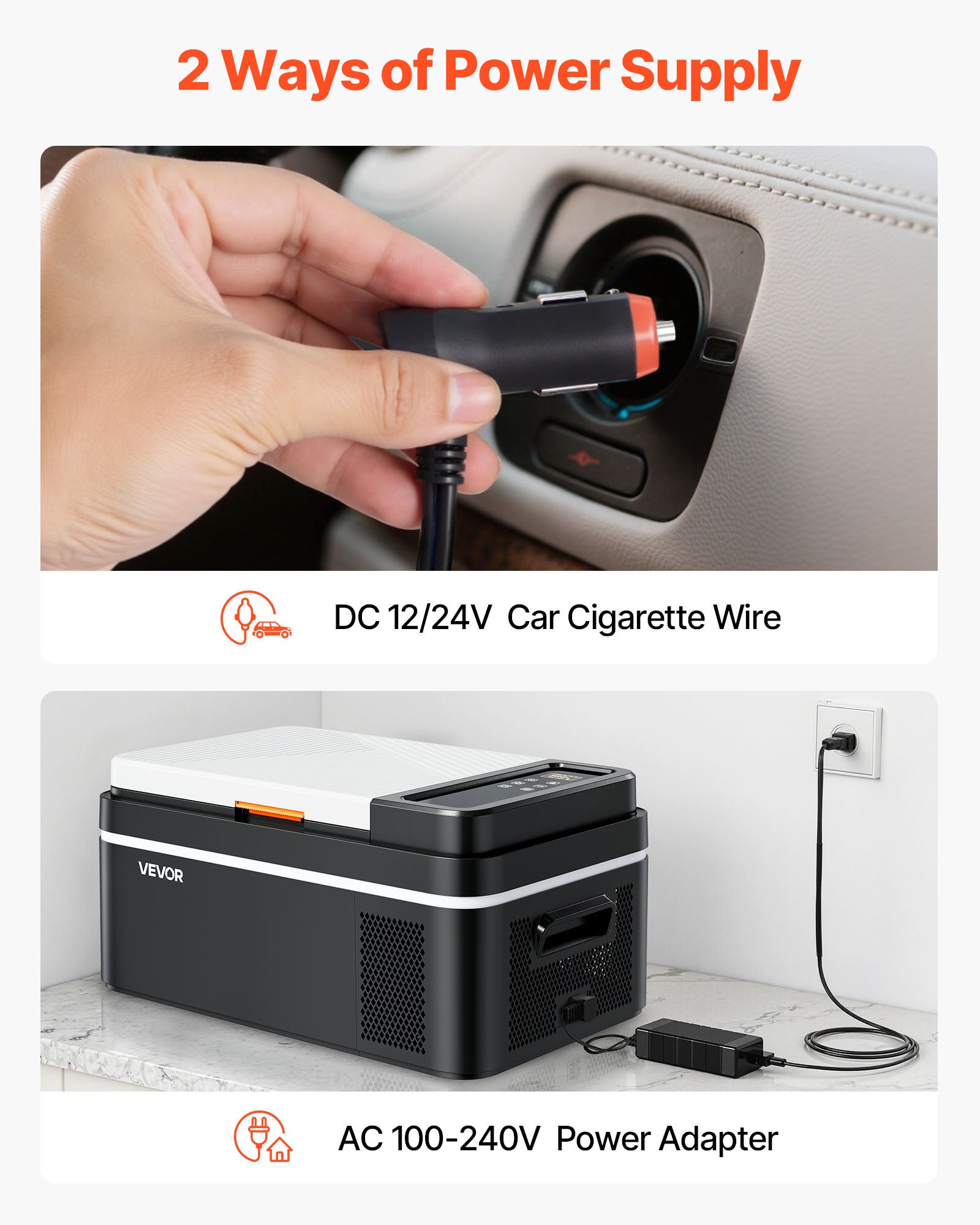 Glacière Électrique Compression Voiture VEVOR 20 L, Contrôle via APP,12/24 V DC et 100-240 V AC, -20 °C à 20 °C pour Camping Voyage Plage Bateaux - 6