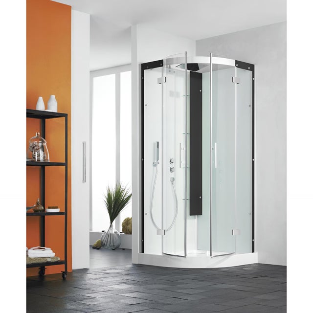 Cabina de ducha Horizon C90 Black Pearl, puerta pivotante, hidro-hammam, 90x90 cm, plato de 12,5 cm