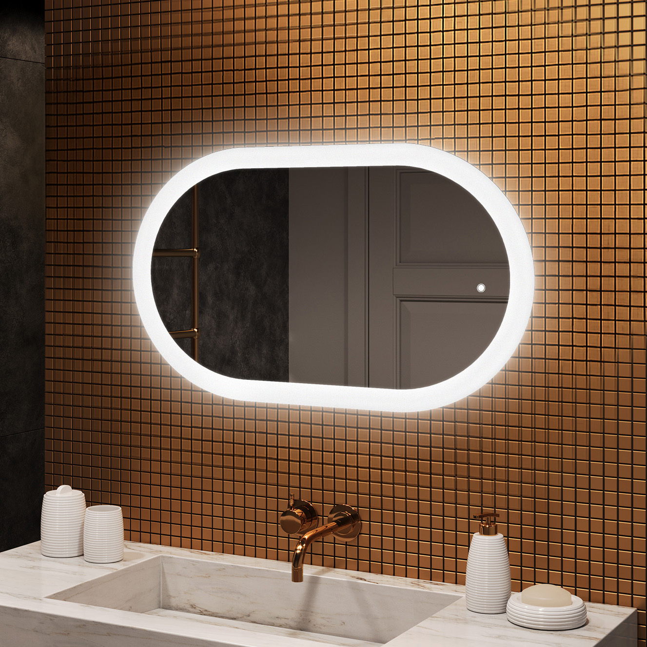 Miroir Avec LED Illumination Salle De Bain - Claire | 150x60 Cm | Blanc Froid 7000K | Haut