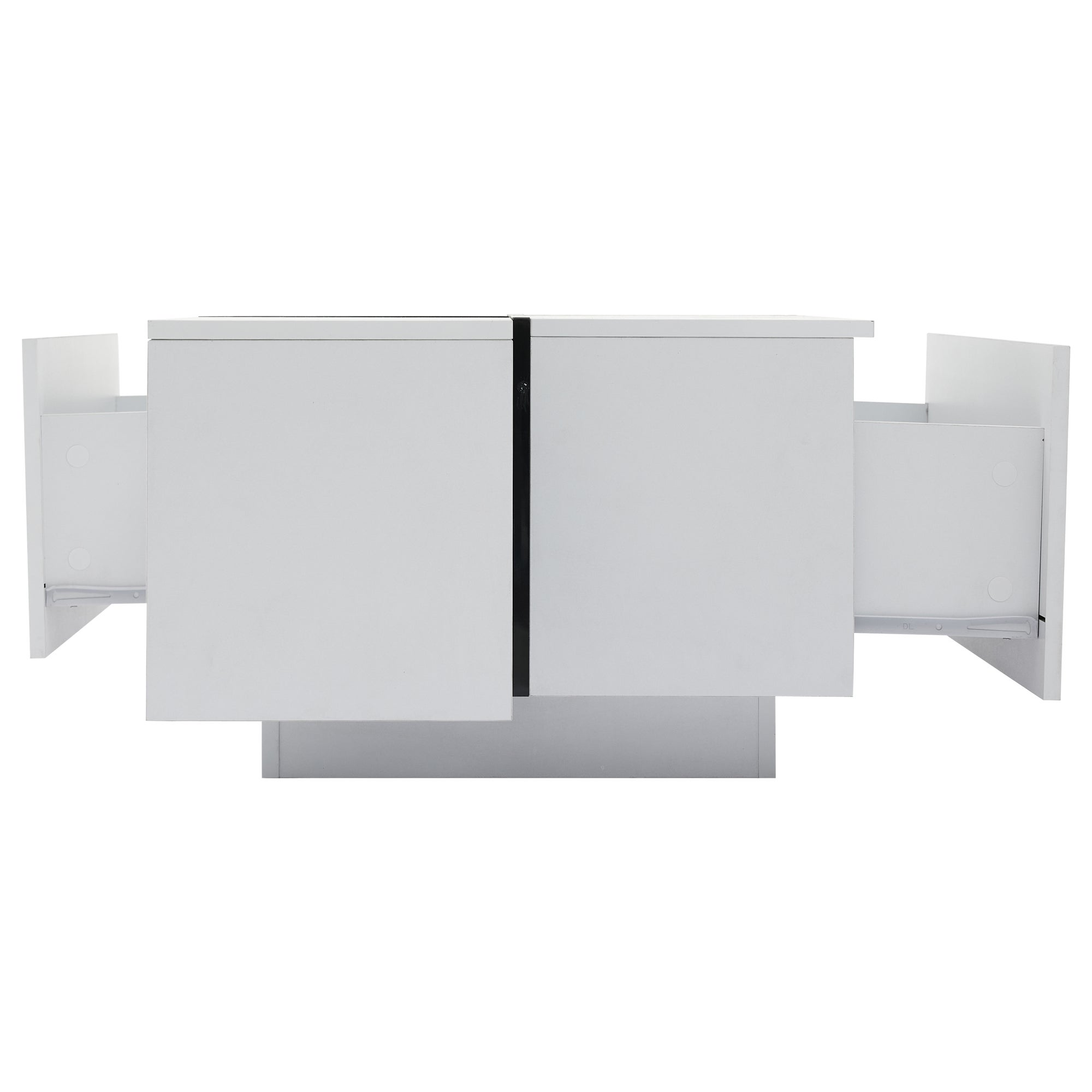 Table basse 100×60×40 cm, avec 4 tiroirs et plateau en haute brillance - en panneaux de particules blanc et noir - 7