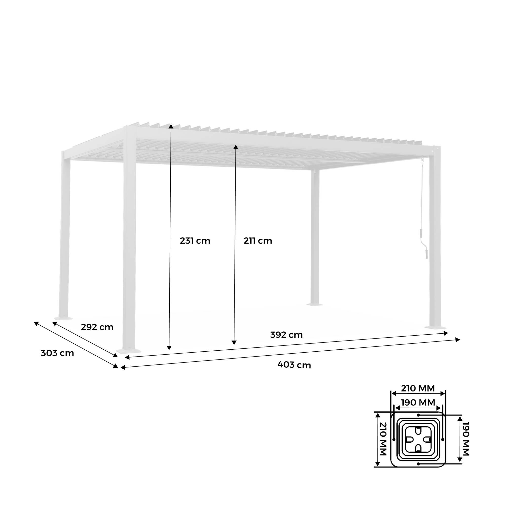 Pergola bioclimatique anthracite. aluminium et acier. 3x4m. lames orientables PALACE 4X3M - 8