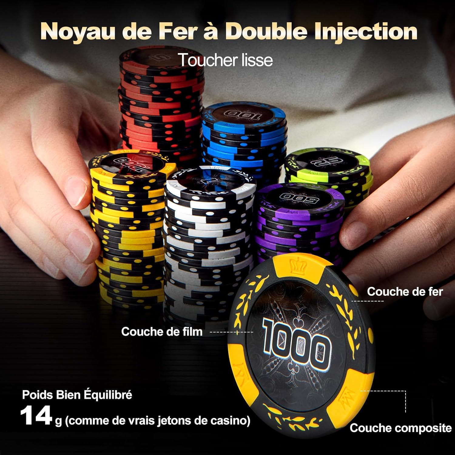 Juego Póker Thunderbay Juego De Póker THUNDERBAY - 500 Fichas De Arcilla Con Funda De Aluminio | Incluye Cartas, Dados Y Botones Accesorios Juegos Cartas