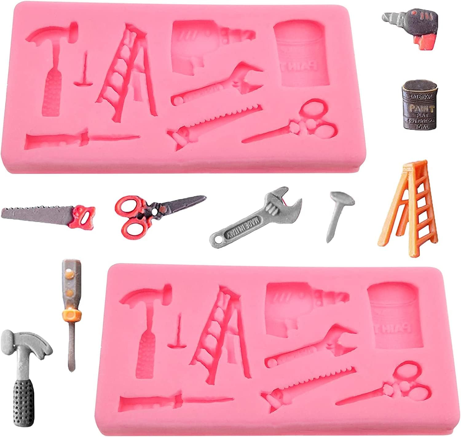 Moule Silicone Outils & Marteau – Fondant, Chocolat, Bonbons, Savon, Décoration Gâteau (Style 2)