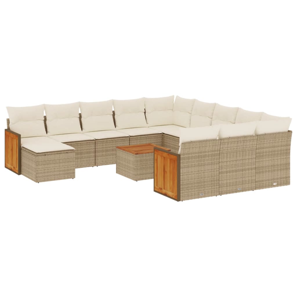 Meble Ogrodowe Komplet Wypoczynkowy z Poduszkami Beżowy Polirattan Zestaw Ogrodowy Na Taras Balkon Ogród