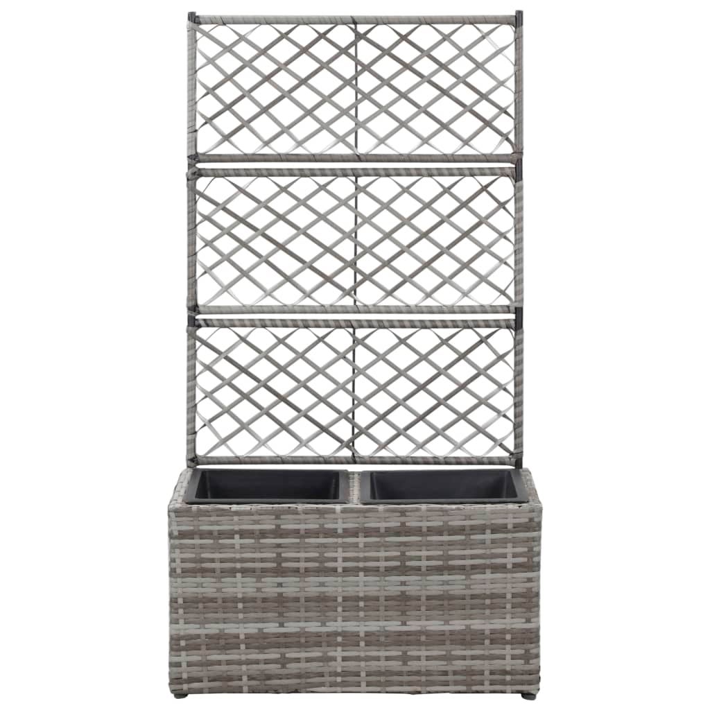 Jardinière Tomostar En Résine Tressée Marron - 36x30x32 Cm, Avec Cadre Acier, Plateau En Non-tissé, Pour Fleurs Et Plantes Extérieur