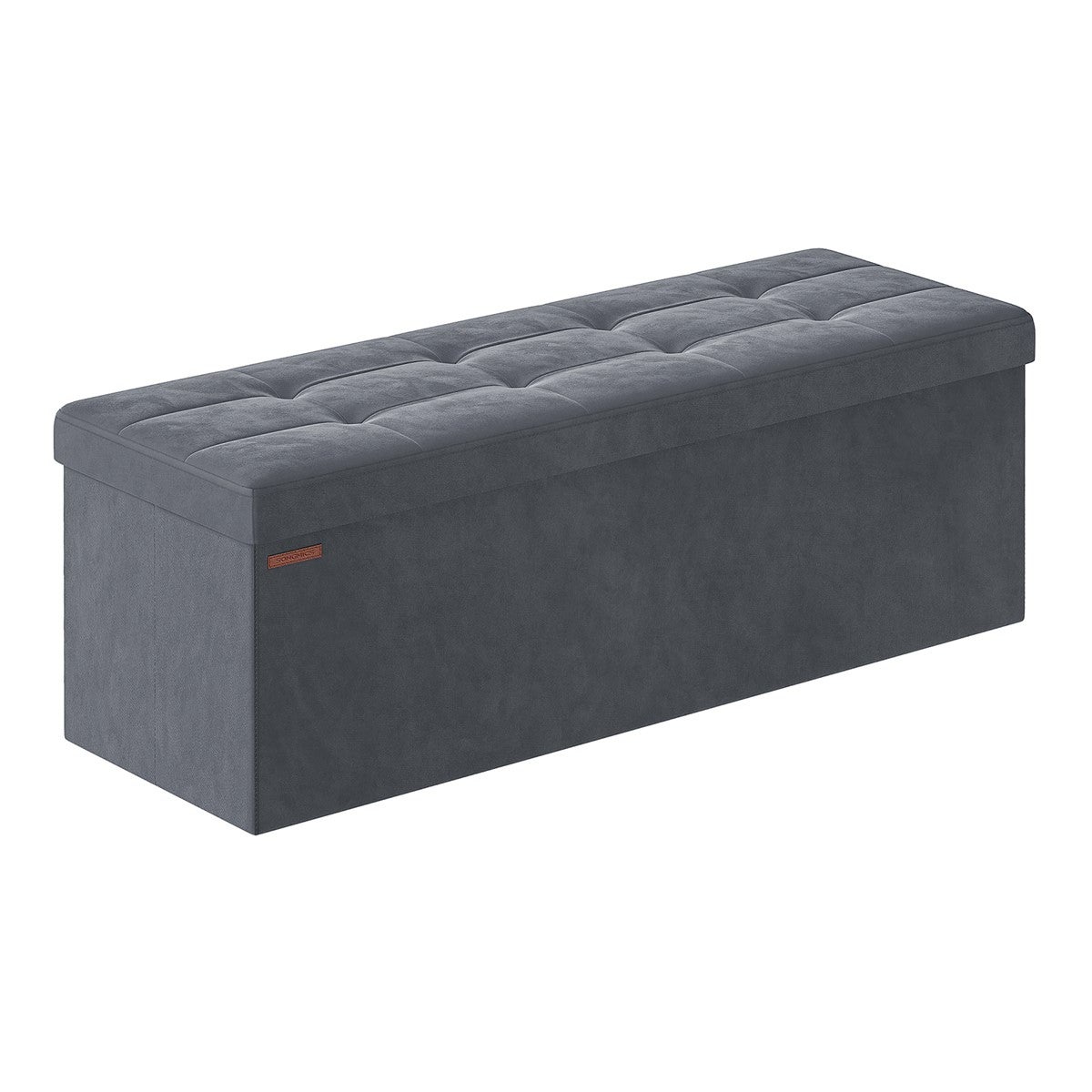 Leroy Merlin Banco De Almacenaje Plegable De Terciopelo, Taburete Reposapiés Con 2 Cajas, 110X38x38 Cm, Capacidad 300 Kg, Para Entrada Y Dormitorio, Pizarra Gris 