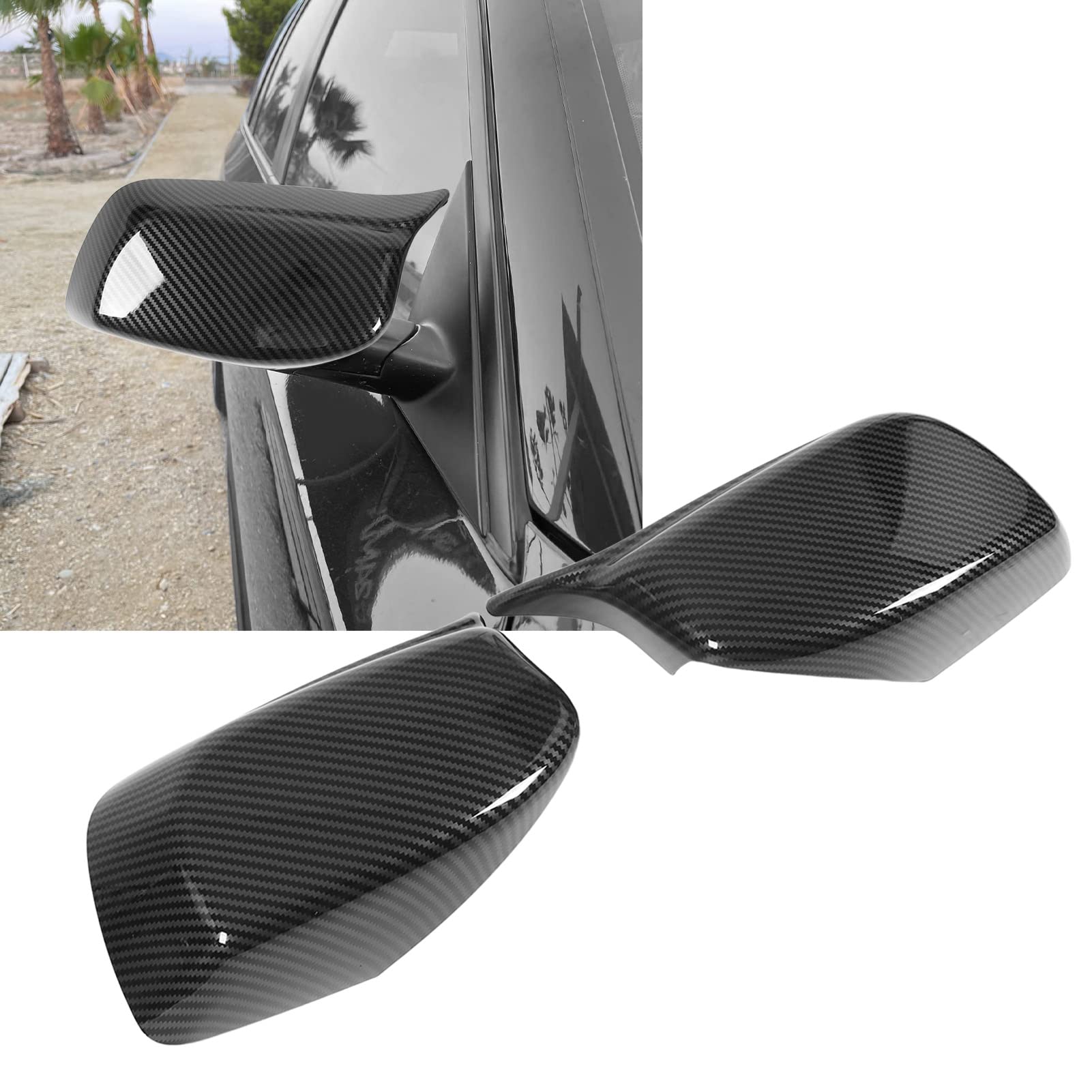 Copertura specchietto retrovisore esterno lato destro e sinistro 51167078360 per serie 5 6 E60 E61 E63 E64 2003-2007 (stile fibra di carbonio) - 2