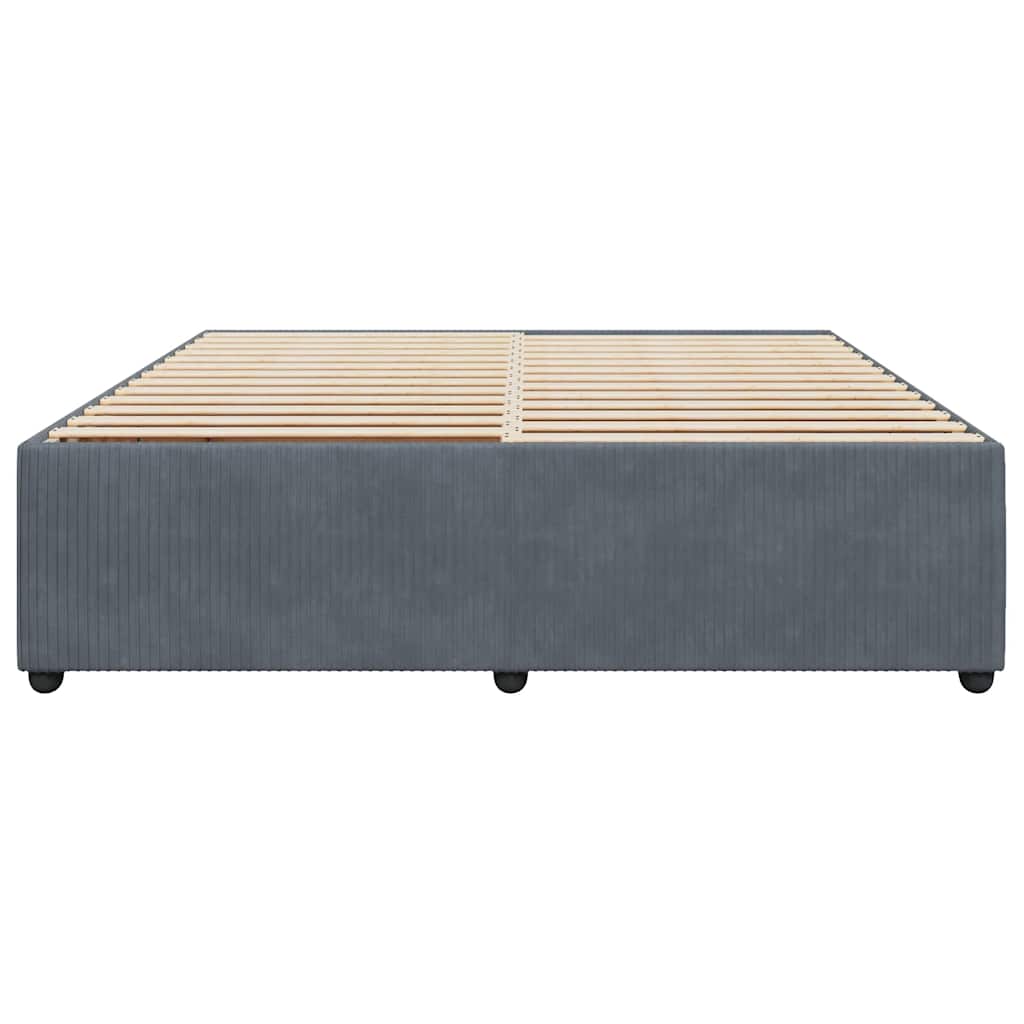 Cadre de lit sans matelas gris foncé 200 x 200 cm en velours - 4
