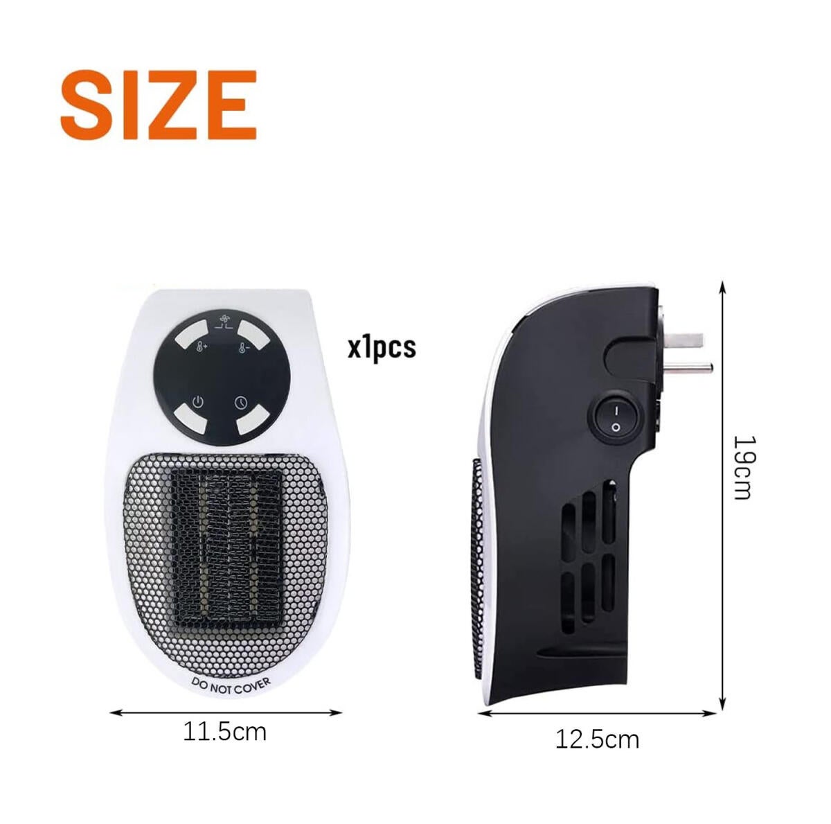 Miniaturowy ceramiczny termowentylator 500 W, cichy termowentylator, do łazienki i sypialni, biały - 2