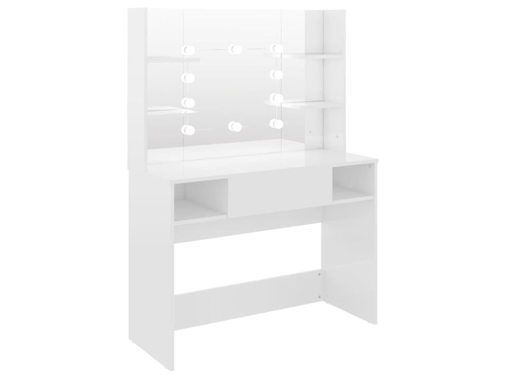 Tavolo trucco con illuminazione LED 100 x 40 x 135 cm MDF bianco lucido 02_0006277 - 6
