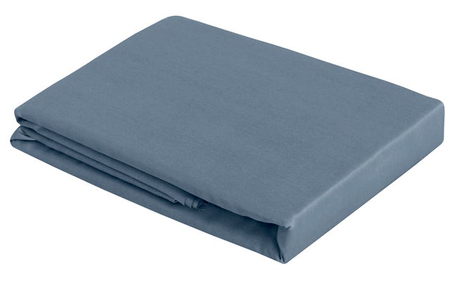 Drap plat 1 personne 180x290 cm satin de coton bleu